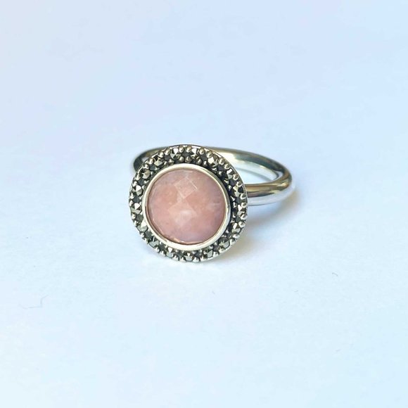 PANDORA Sugar & Spice Pink Opal & Pyrite Sterling Silver Ring - Picture 3 of 5